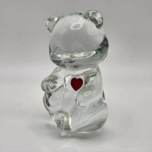 VINTAGE Fenton Glass July Birthstone Teddy Bear Figurine July Birthday Red Heart